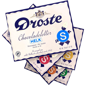 Droste chocoladeletters van 100% eerlijke melkchocolade